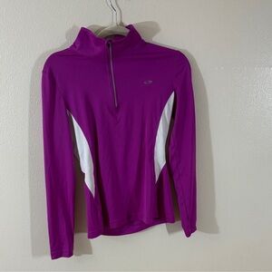 Champion Purple Quarter-Zip Long Sleeve Top with White Panels